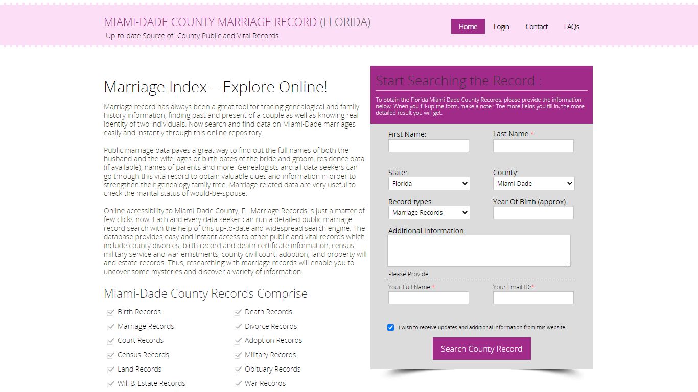 Public Marriage Records - Miami-Dade County, Florida